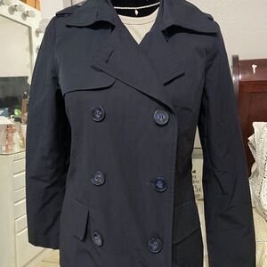 Navy blue trench coat
